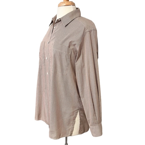 Womens Jaeger Brown and White Small Houndstooth Cotton Shirt - Picture 2 of 12